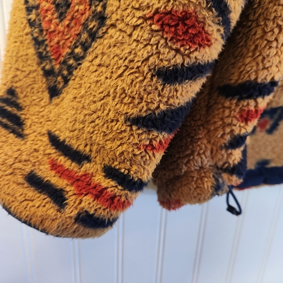 Vintage North Face Men Tan Aztec Geometric Sherpa 1/2 Zip Hoodie Size XL Plush - Picture 6 of 16